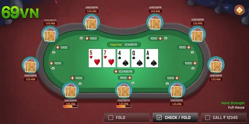 Sảnh game bài 69VN cung cấp đa dạng trò chơi